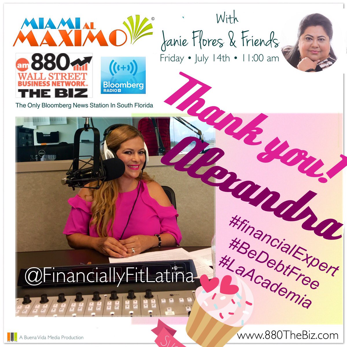 MiamiAlMaximo's tweet photo. ThkU @livingmoneywise for cohosting #MiamiAlMaximo w/ @juanis111 on @880thebiz 🌴 Great show! Congrats on #FinanciallyFitLatina Academia! https://t.co/o2tMpy2inE
