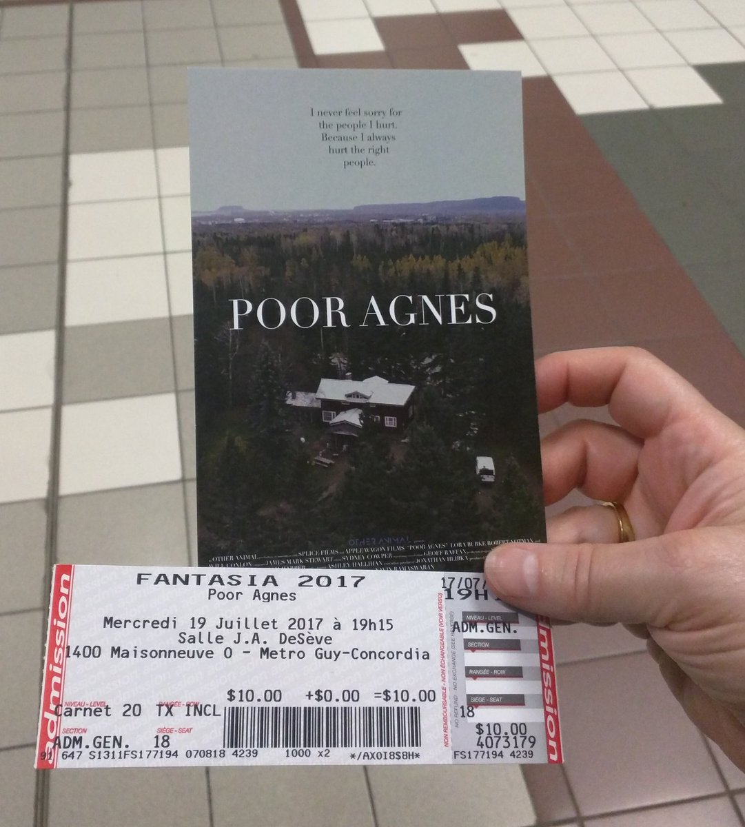 sdavis3911's tweet photo. Finally here. Ready for our first movie! @FantasiaFest #PoorAgnes https://t.co/b10EaxOZSB