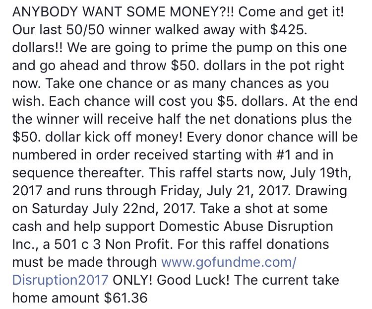 dad_disrupts's tweet photo. Support domestic abuse disruption by participating in our raffle! Donations can be made at https://t.co/a3oAXM3Lsh https://t.co/2U4mj76qdJ