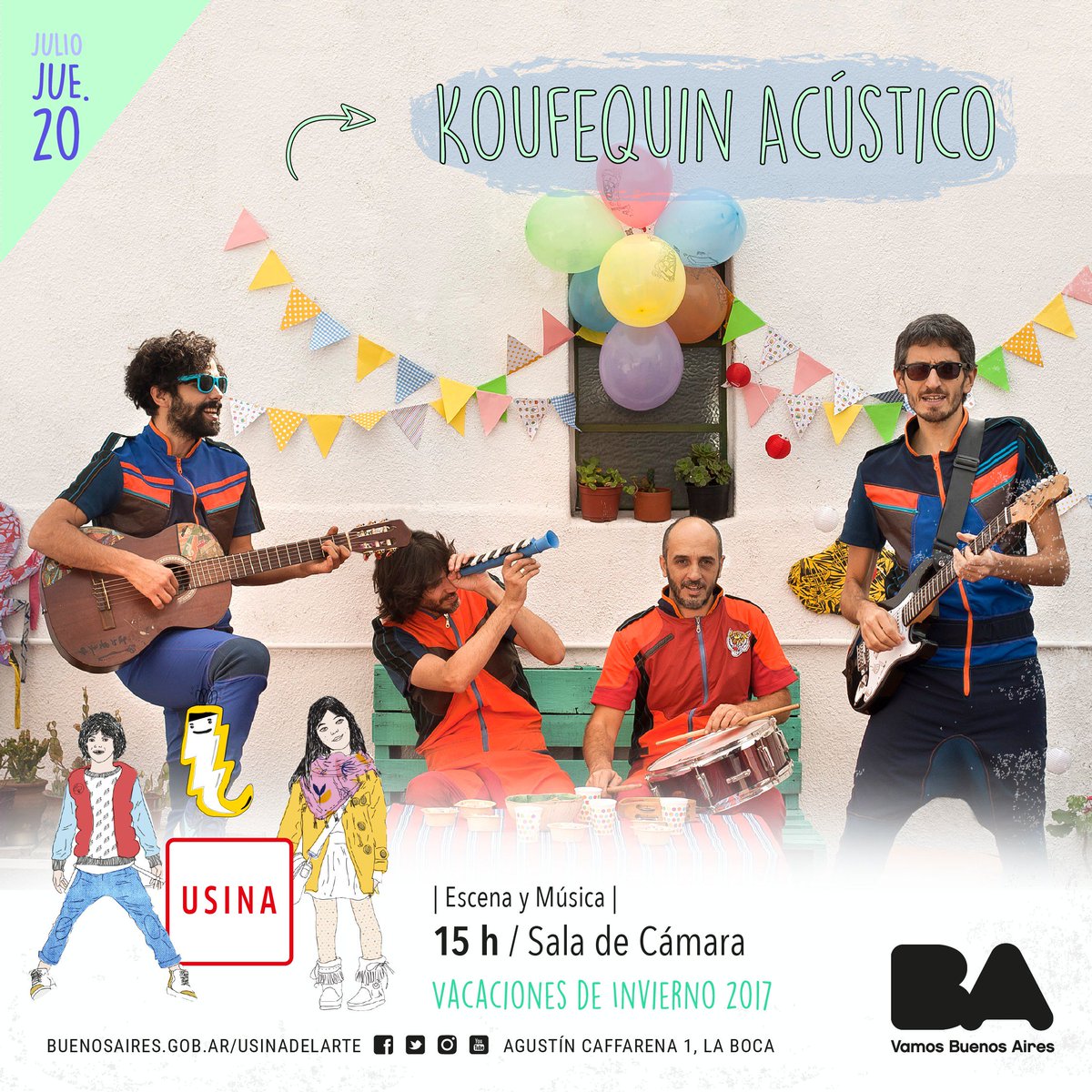 UsinadelArte's tweet photo. MAÑANA 15 h Koufequin Acústico en #Usina ¡Vení, no te lo pierdas! #GratisEnBA https://t.co/31amc0Njq0