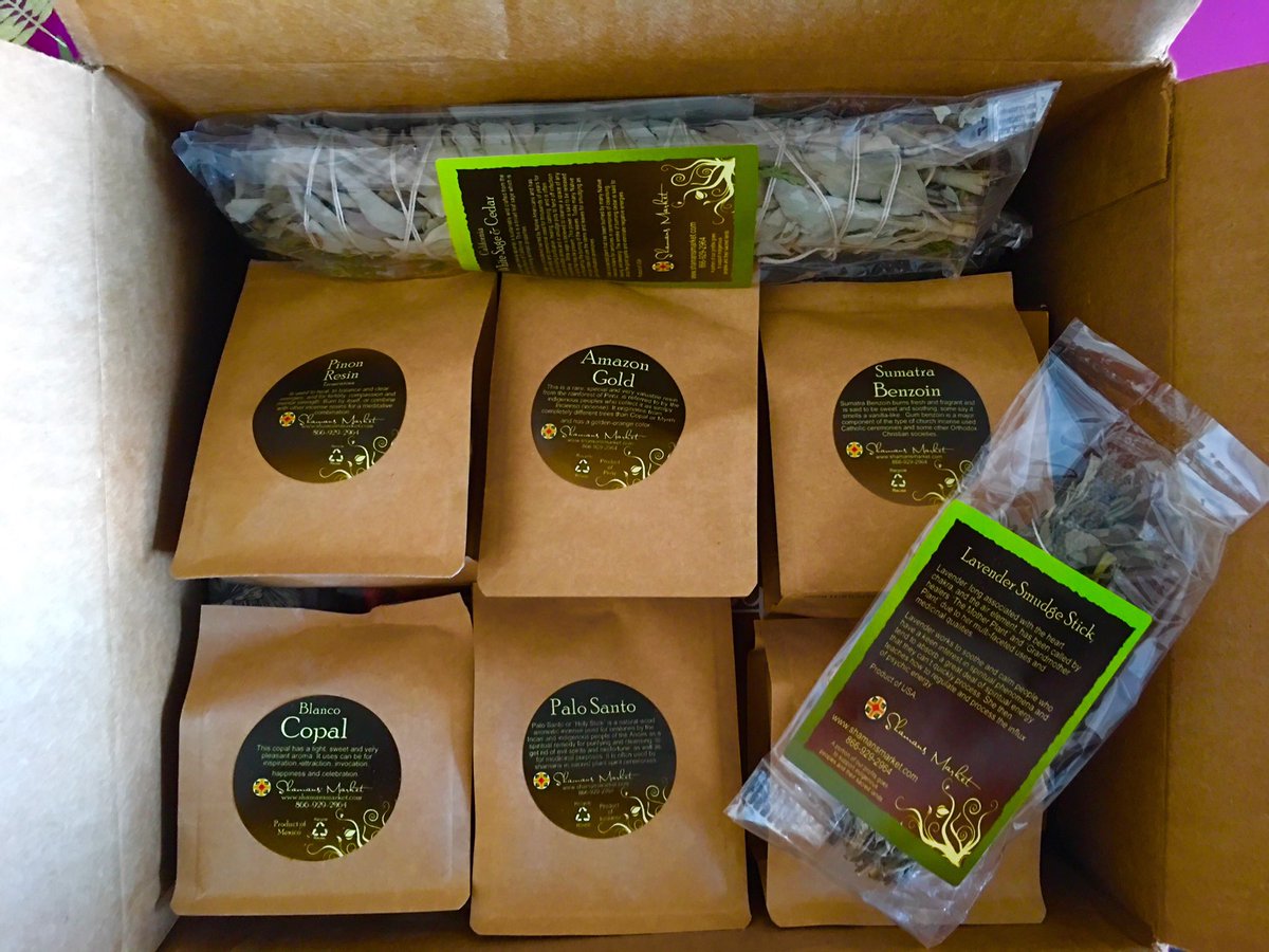 HeyFranHey's tweet photo. Home for the next 2 weeks and had to re-up on my stash of sage + resins. I order from @ShamansMarket because of their fair trade practices. https://t.co/F4KSVMslsm