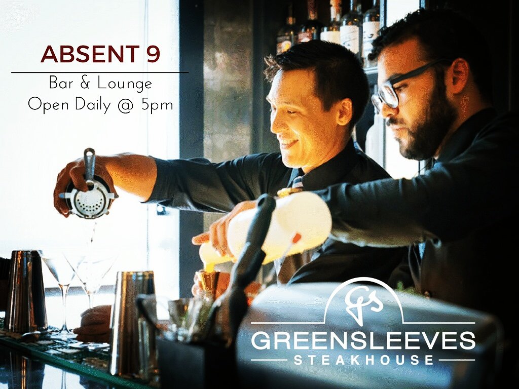 Greens_steak's tweet photo. Enjoy the elegant sophistication of #Absent9 Bar &amp; Lounge. #WhiskeyWednesday- 25% off select whiskeys, cocktails &amp; lounge dining. #HAPPYHOUR https://t.co/kDEEdVAzrI