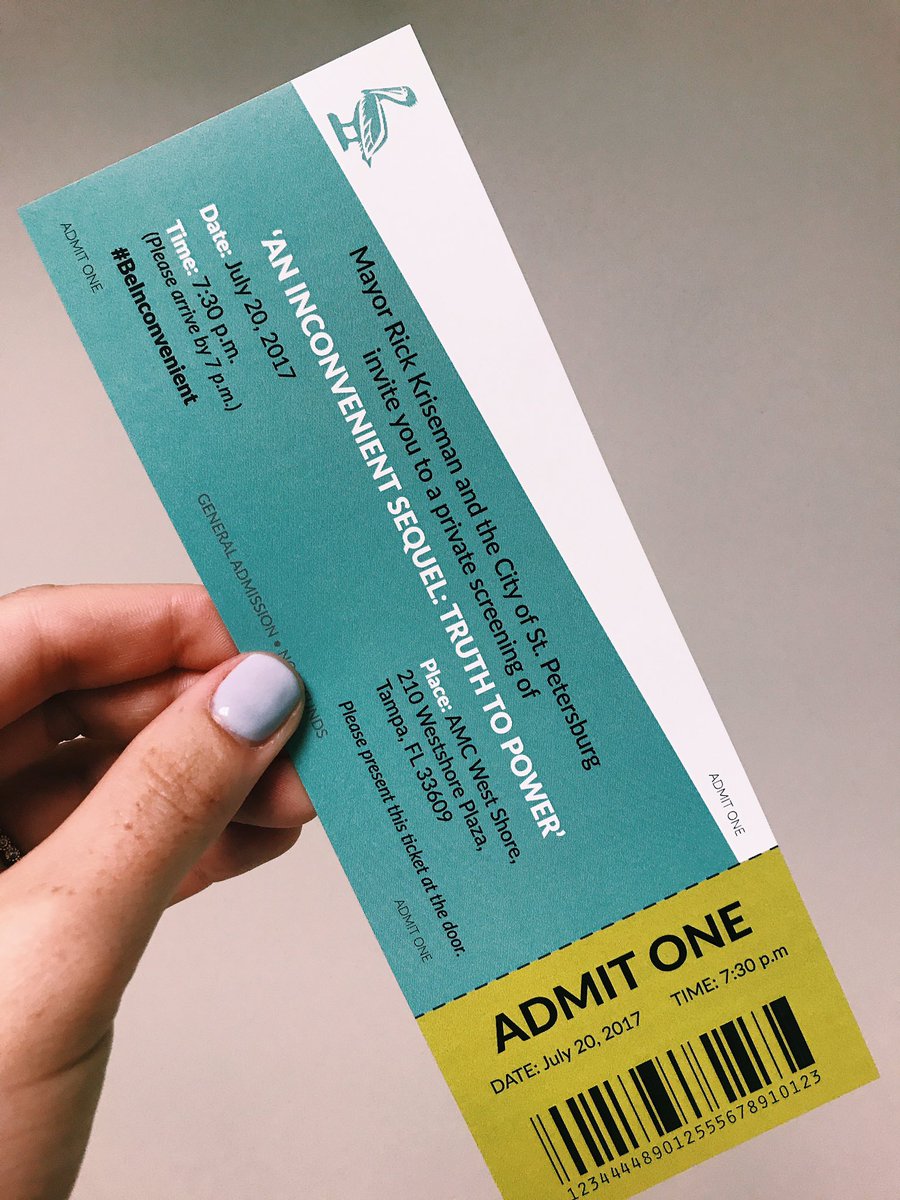 StPeteFL's tweet photo. The City is giving away 100 tix to a PRIVATE screening of 'An Inconvenient Sequel: Truth To Power'. Stop by City Hall to grab one! https://t.co/phYQYfXZDZ