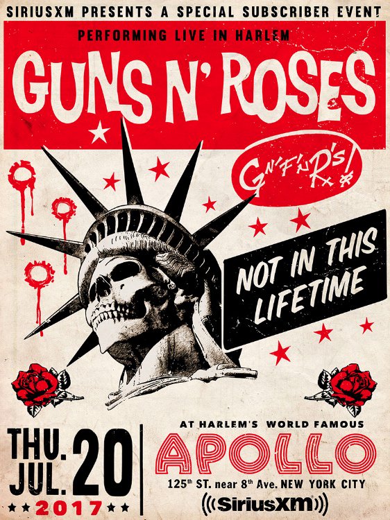 gnrfrance's tweet image. LIVE TONIGHT: New York City, NY - USA ! Apollo Theater, only for SiriusXM Radio subscribers ! GNR on stage at 9.00PM (3h du mat' en France)