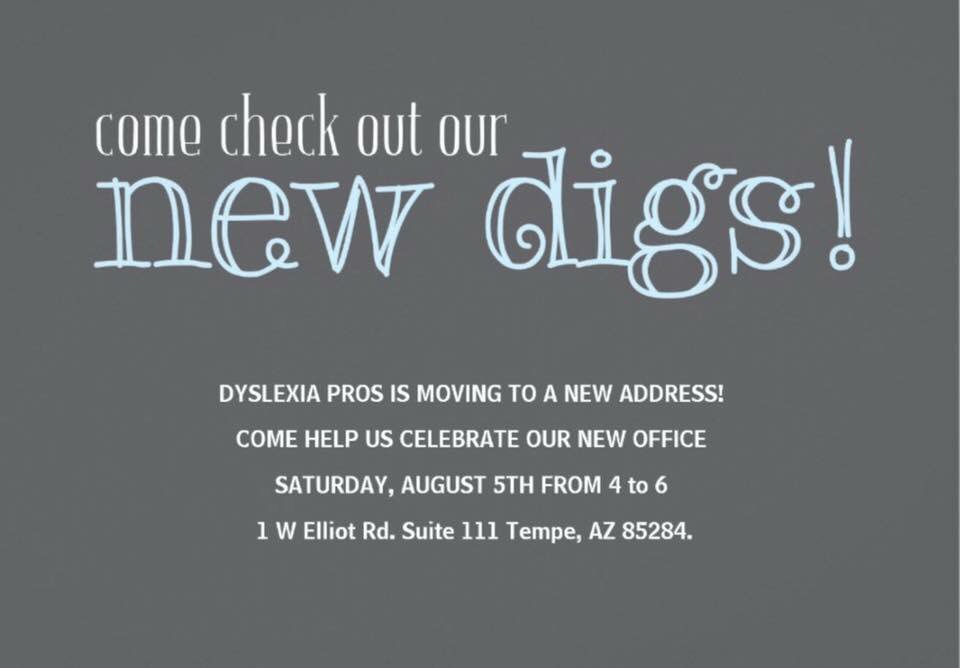 DyslexiaPros's tweet photo. Our #Tempe office is moving to a bigger location! Come help us celebrate! #Dyslexia https://t.co/gedm0cz7h5