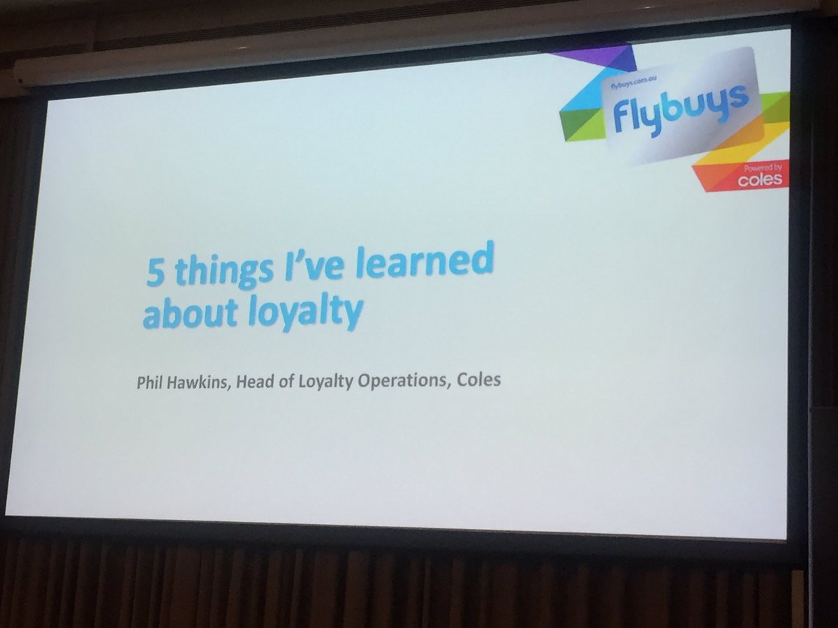 GlobalLoyalty's tweet photo. Up now! @Phil_Hawkins_ is talking @flybuys, and sharing his 5 customer loyalty gems #loyalty17 @Coles https://t.co/P8kpvhaC2l