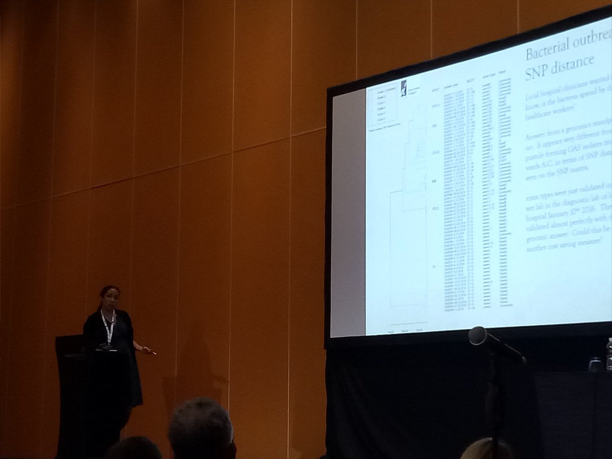swaine_chen's tweet photo. Paola Florez de Sessions (GIS) sharing results & lessons on using genomics in infection control during a Group A Strep outbreak #iums2017 https://t.co/w3s46zBWvT