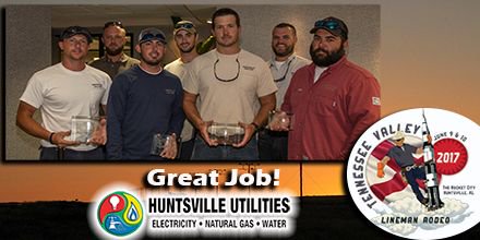 HSVUtilities's tweet photo. Plz join us in congratulating the HU Lineman Rodeo Team on their 4th place finish in the 2017 TN Valley Lineman Rodeo. #GreatJob #HSVProud https://t.co/hPEWZlZbh0