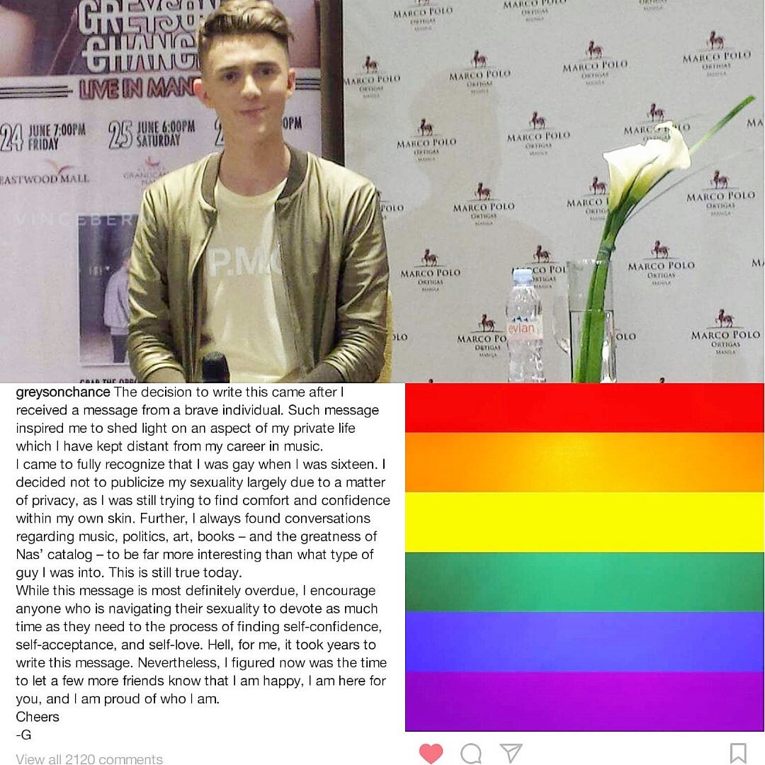 philconcerts's tweet photo. .@greysonchance comes out as gay in an emotional Instagram post. https://t.co/P3bgDnz8kT
