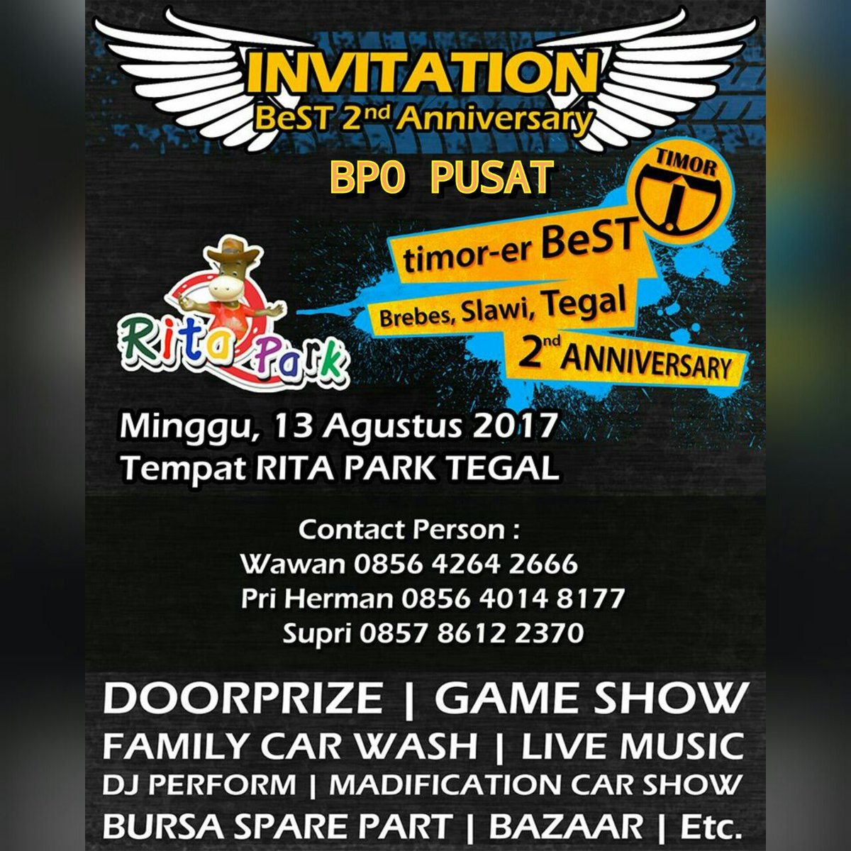 Catat tanggalnya ya buat kita kita yg kangen keguyuban sedulur Timorer #Brebes #Slawi #Tegal lokasi di Rita Park  Tegal Jawa Tengah