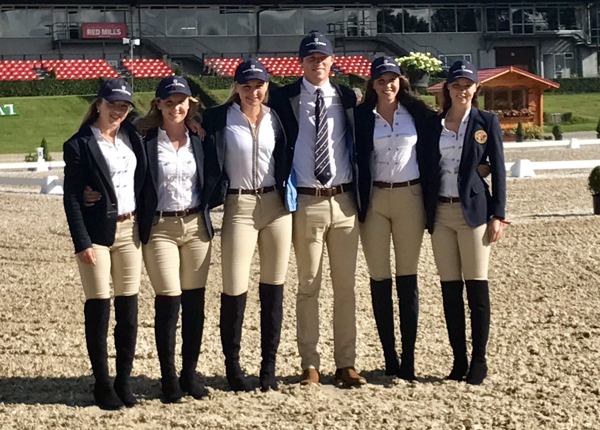 alibutler2's tweet photo. Young riders GB looking amazing in @FairfaxFavor boots and @Welligogsltd shirts at trot up and opening ceremony #millstreet Europeans https://t.co/XWu6xJkVAT