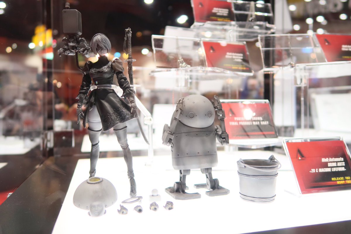 SquareEnix's tweet photo. New @sqex_md_na #BringArts @NieRGame 2B &amp; machine lifeform prototypes spotted at #SDCC2017! https://t.co/nYa8mo2XiE