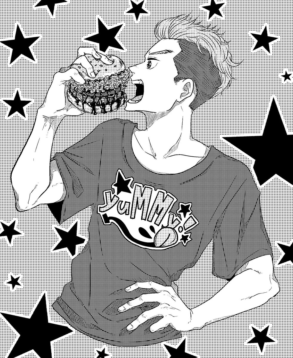 モノクロ練習～ #ハンバーガーの日  #Tシャツの日 