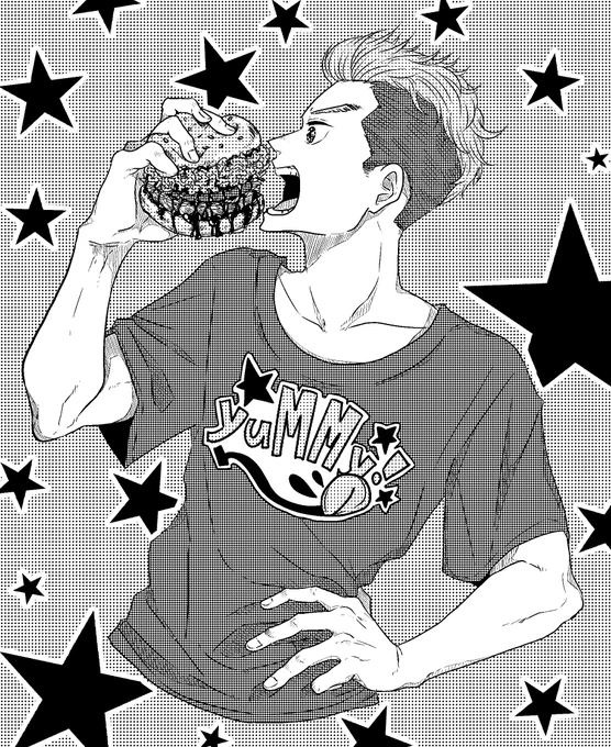 モノクロ練習～ #ハンバーガーの日  #Tシャツの日 