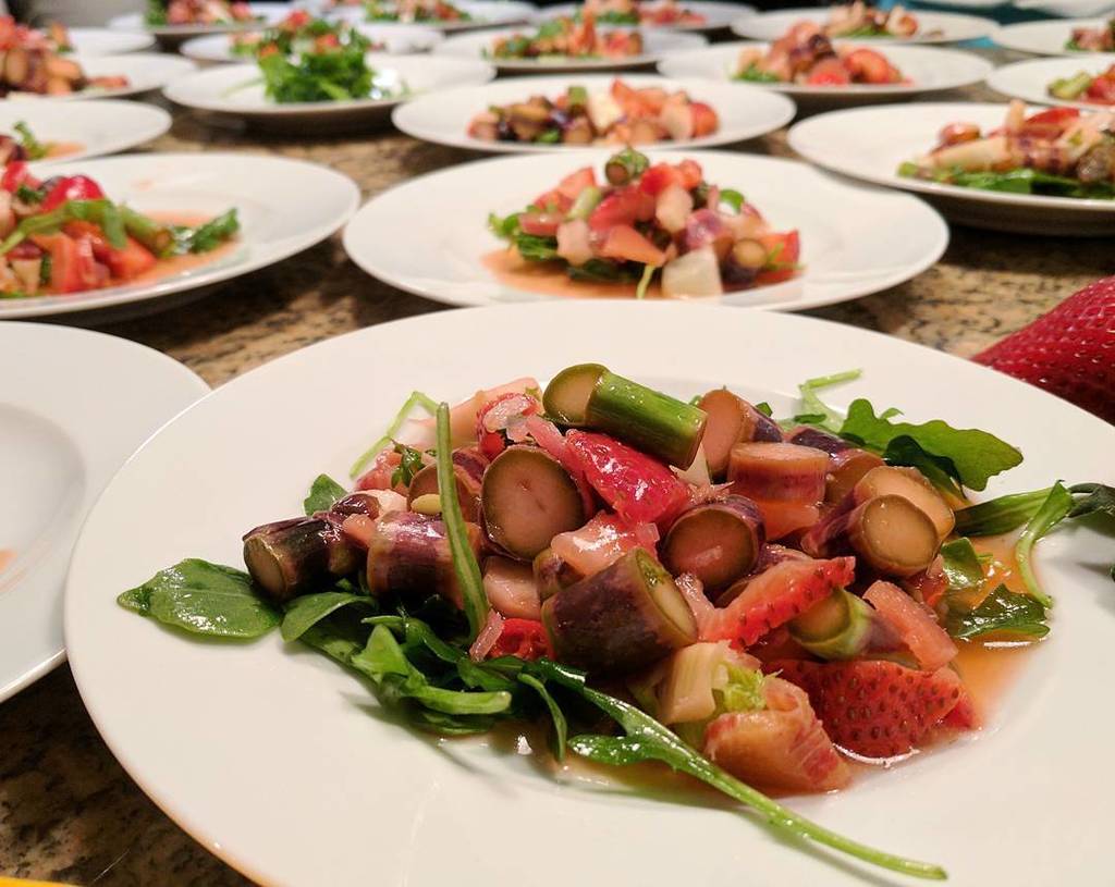 Fresh Summer Salad by <a href="/chebabyto/">Sebagallucci</a>! Colorful mix of rhubarb, arugula, asparagus, fennel, citrus, parmagiano and spice. #goodfoodtoronto #cheb…