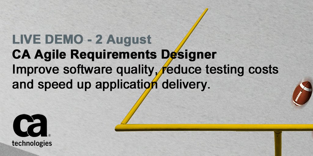 CA_APJ's tweet photo. See how CA Agile Requirements Designer can help you overcome your #testingchallenges in our live demo on 2 August https://t.co/LXCw5kibjn https://t.co/xhl8zfn5Wk