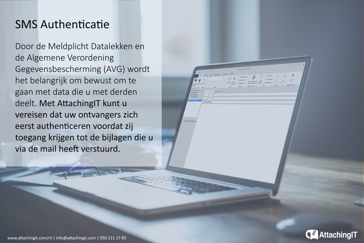 Attachingit's tweet photo. Met AttachingIT kunt vereisen dat uw ontvangers zich eerst authenticeren voordat zij toegang krijgen tot uw bijlagen. #veiligmailen #GDPR https://t.co/tW6I1sdRj4