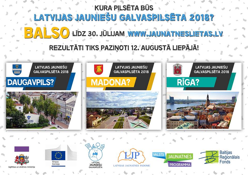 Šodien,20.07.sākusies balsošana par Jauniešu galvaspilsētu 2018.Esi aktīvs,balso reizi 24 stundās līdz 30.07.Vairāk: madona.lv/lat/?ct=galvas…