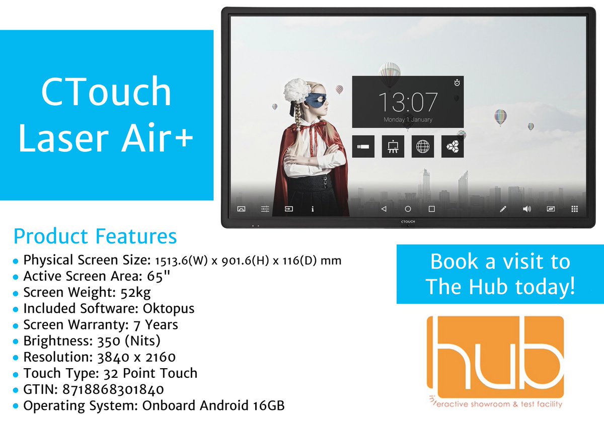 New arrival at The Hub! The #CTouch Laser Air+ UHD 65 inch #interactive flat panel solution is here! Try it today: paragonmultimedia.com