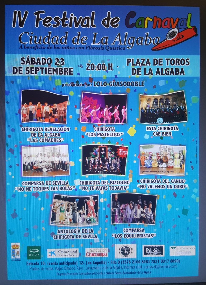 Magnífica labor la de nuestro querido @TutiCarnaval con el IV Festival a beneficio de los niños con Fibrosis Quística. ¡Allí estaremos! 😘