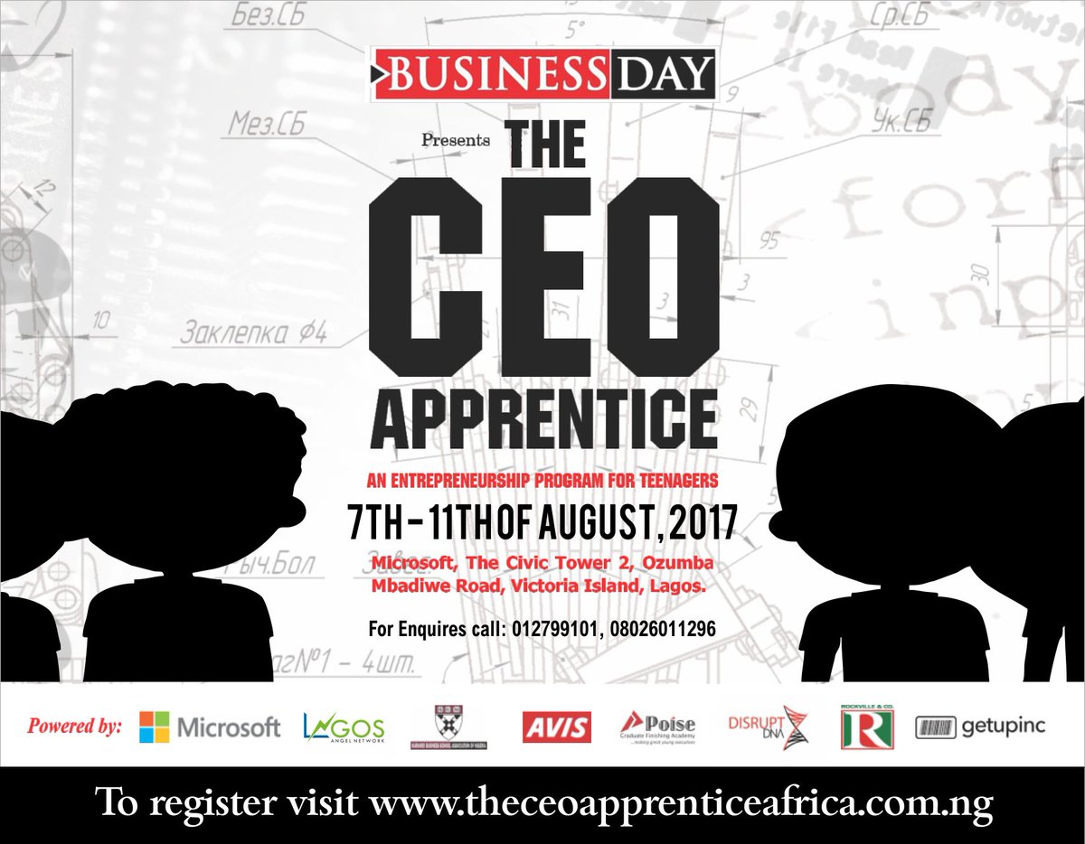 BusinessDayNg's tweet photo. Find out more about the BusinessDay's "The CEO Apprentice" at this link: https://t.co/CG3pbHtl1l #TeenBootCamp… https://t.co/8S9tVr0C1p https://t.co/EL56J4Bud2