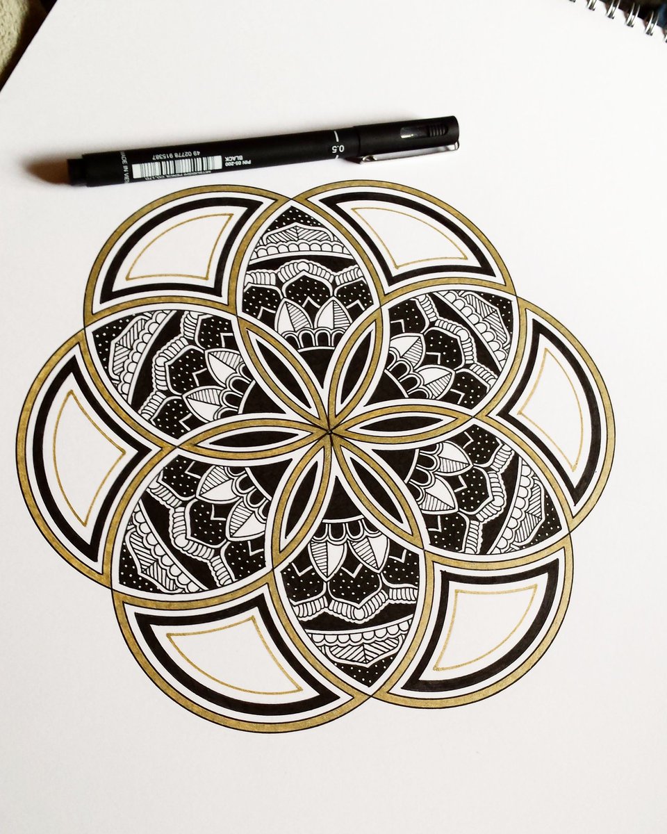 New design finished 😄 #mandala #ink #black #gold #posca #unipin #sacredgeometry #design #illustration #tattoo