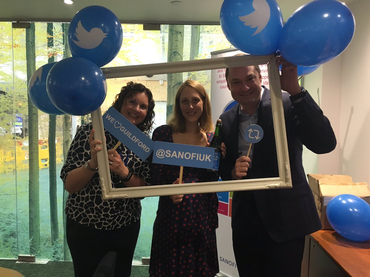GemmaHart5's tweet photo. Proud to see @SanofiUK on Twitter today. Having fun with my Comms colleagues here in Guildford today! #milestonehit https://t.co/lxXH68geDq