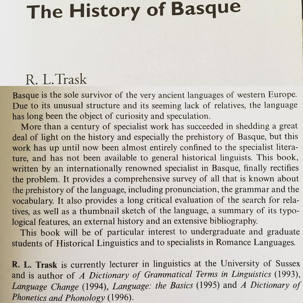 hitz_eta_pitz's tweet image. The History of Basque by R.L. Trask (Routledge, 2014) | #trainingnonstop #training #trebakuntza #basquehistory #eu… ift.tt/2uBWenZ