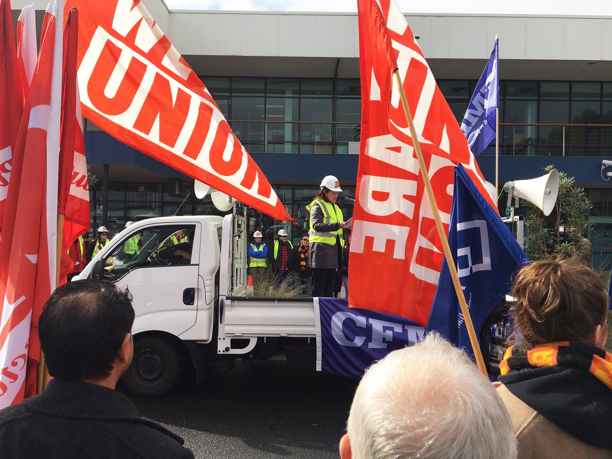 NTEUVictoria's tweet photo. Today, NTEU joined @VicUnions_Women outside the Element5/VCON office to say no to workplace gendered violence.
#StopGV @VicUnions https://t.co/f6K8UJjKwx