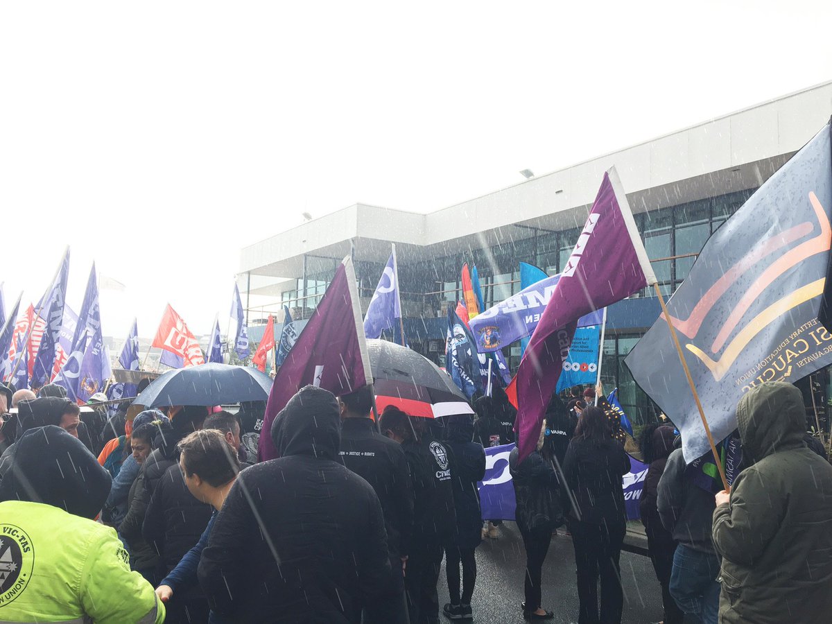 NTEUVictoria's tweet photo. Today, NTEU joined @VicUnions_Women outside the Element5/VCON office to say no to workplace gendered violence.
#StopGV @VicUnions https://t.co/f6K8UJjKwx