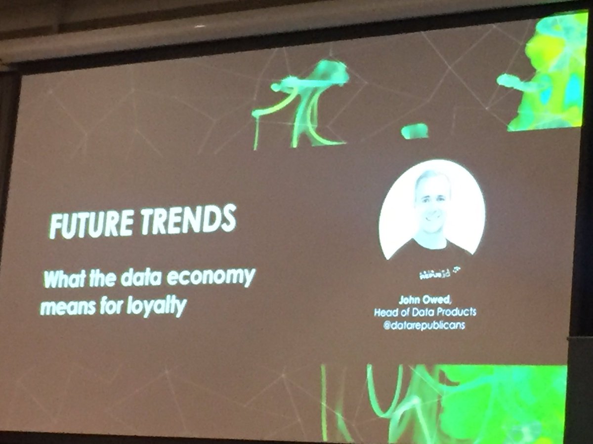GlobalLoyalty's tweet photo. Up now, John from @datarepublicans looks to the future of loyalty #loyalty17 https://t.co/roftsuV6sL