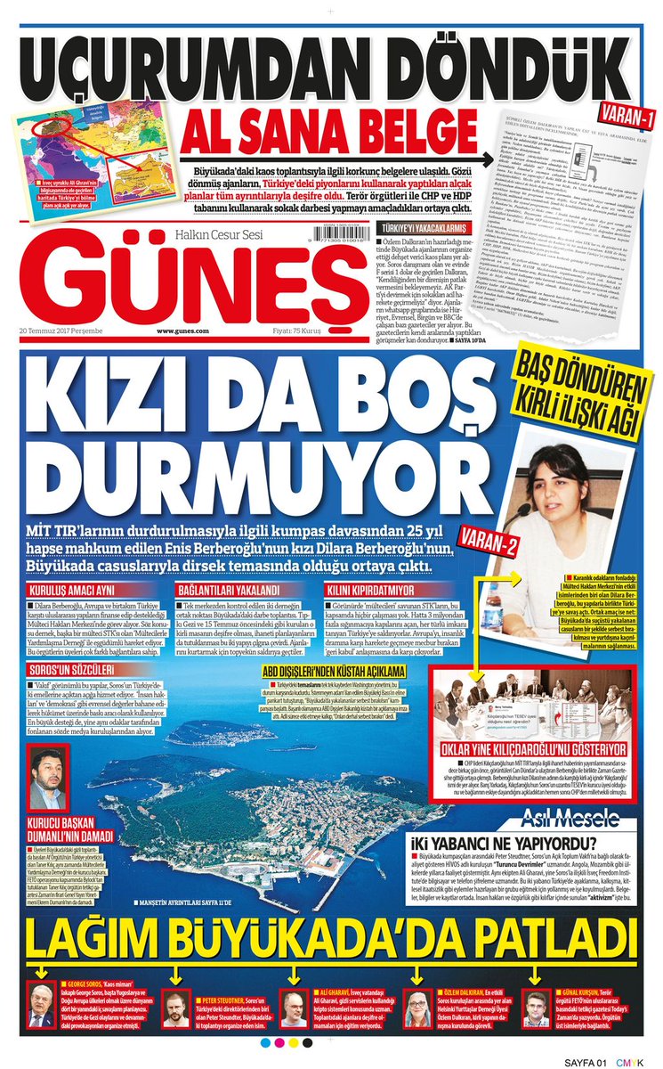 GÜNEŞ GAZETESİNDEN
GÜNDEMİ SALLAYACAK MANŞET!
SATIRLARI OKURKEN
KANINIZ DONACAK!