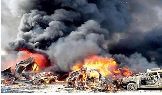 Twin explosions in Maiduguri late Sunday night killed 16 people including the suicide bombers; explosions occurred at Muna Garage and Muna Dalti