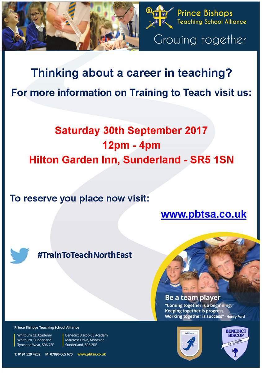 PBTSAlliance's tweet photo. Would you like to @getintoteaching ? We're holding #TrainToTeachNorthEast event for anyone wanting a future as a primary/secondary teacher! https://t.co/s20PvapPmF