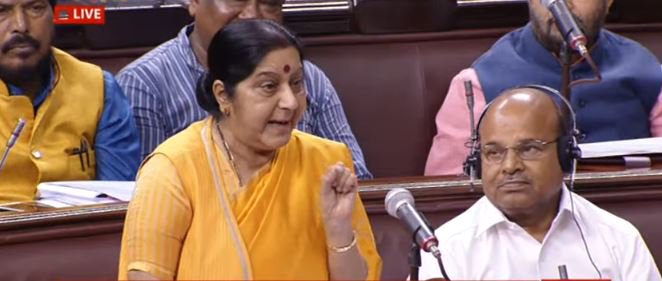 CNNnews18's tweet photo. Without using the word H-1B visa, there was extensive discussion on its spirit, b/w Prez Trump & PM Modi: Sushma Swaraj in Rajya Sabha (ANI) https://t.co/8ep8JPOqeV