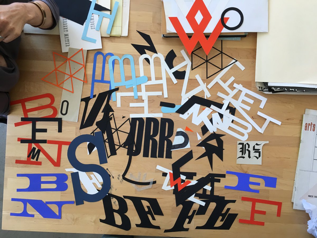 Lett_Arc's tweet photo. Unpacking the mail: A tableful of letters hand-cut by Herbert Matter. https://t.co/Tl9NfbjOFr