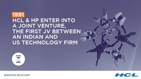 hcltech's tweet photo. The HCL-HP joint venture heralded our entry into contract #R&amp;D. This #JV was the first by HP in India. #ThrowbackThursday https://t.co/rqZIqdKMvM