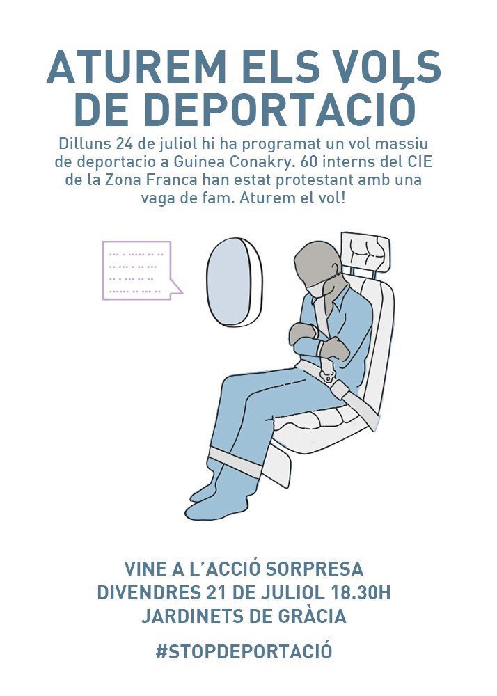 pablosoc's tweet photo. Las compañías aéreas no pueden hacer negocios con la #deportación. Este lunes deportan a 100 personas a #GuineaComackry #StopDeportacio https://t.co/s0LxAHU9IV