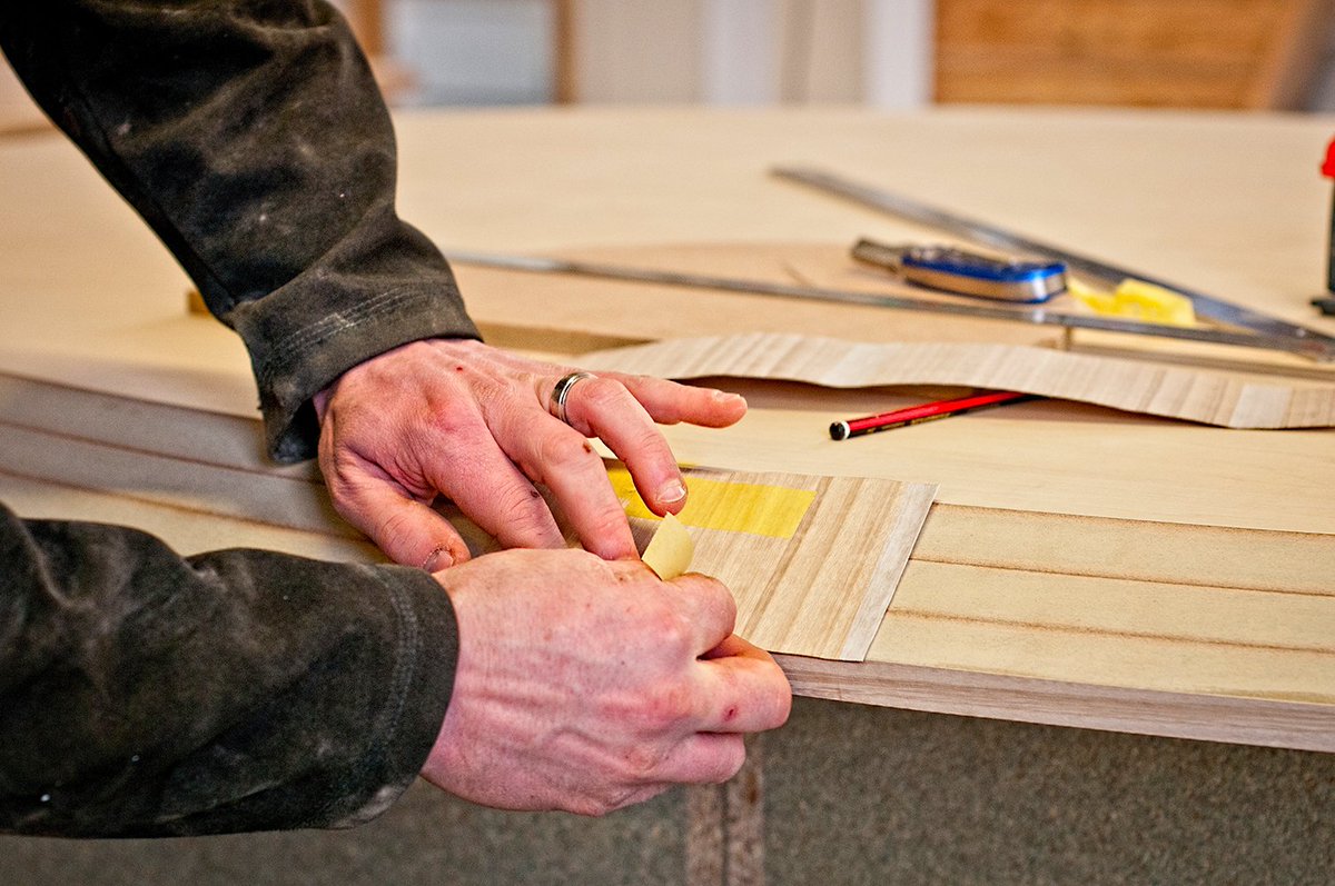 GregMarkleyF's tweet photo. Another precision laminating job in the #gregmarkleyfurniture workshop today #bespokefurniture #furniture #woodcraft #macclesfield #cheshire https://t.co/9jPWUMxny7