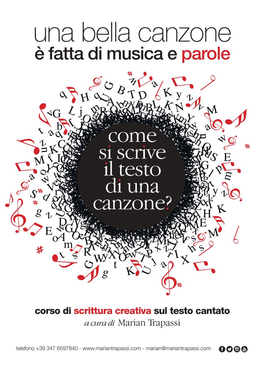 MarianTrapassi's tweet photo. I consigli su come scrivere una canzone tornano a settembre. Scrivi a marian@mariantrapassi.com per avere tutte le info. #songwritertips https://t.co/7e4f88mKzv