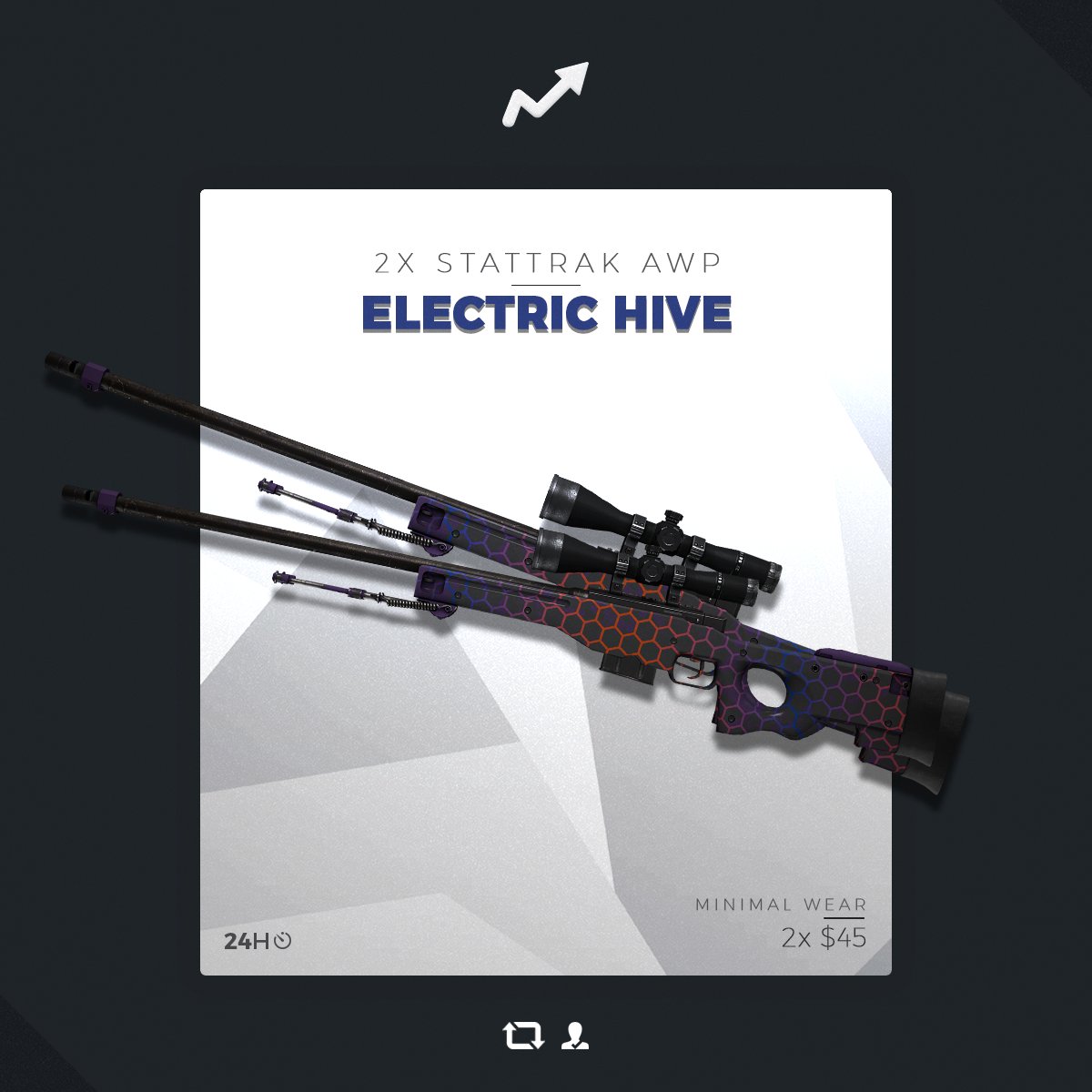 skinupgg's tweet photo. STATTRAK ELECTRIC HIVE MW
2 WINNERS ⚡️⚡️⚡️

TO ENTER
1️⃣ RETWEET THIS TWEET
2️⃣ FOLLOW @skinupgg 
3️⃣ VISIT https://t.co/PzSIIEXnjp

SKINUP💞 https://t.co/H9OZfrWTjv