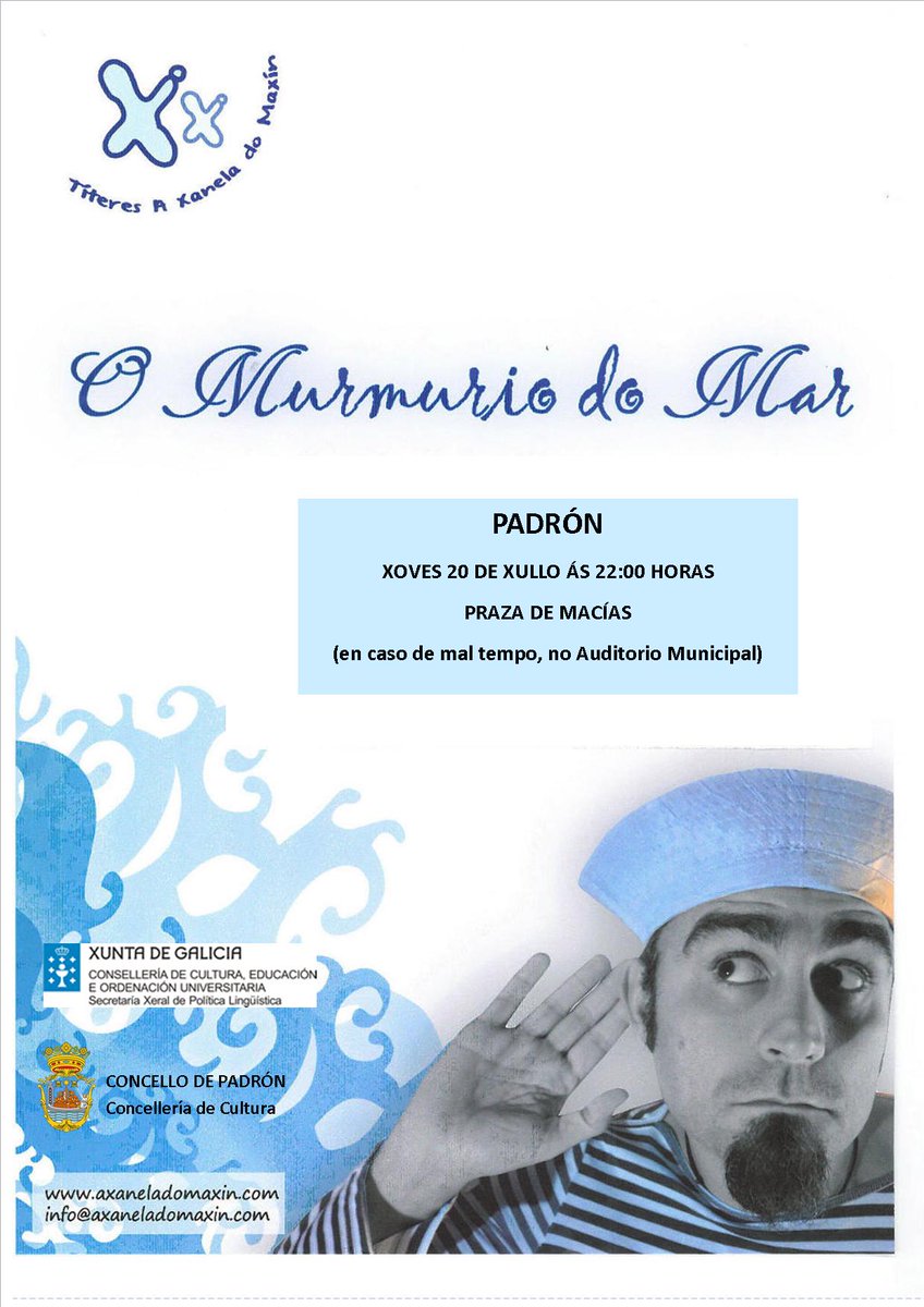 TerrasdeIria's tweet image. Noite de monicreques en #Padrón "O Murmurio do Mar" a cargo de Títeres A Xanela do Maxín.
#TerrasdeIria #Monicreques
terrasdeiria.com/gl/eventos/tit…
