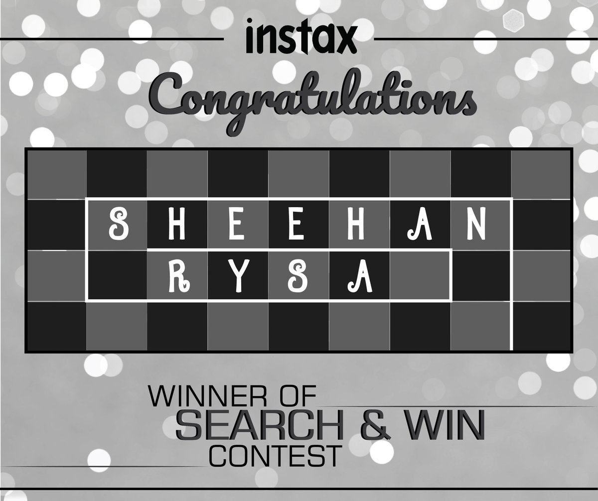 Fujifilm_India's tweet photo. #ContestResults
Congratulations Sheehan Rysa @sheehanrysa for winning 'Word Search' contest!
#Fujifilm #SquareMe #ClicknSave #SQ10 #Instax https://t.co/a1Enn0SpOz