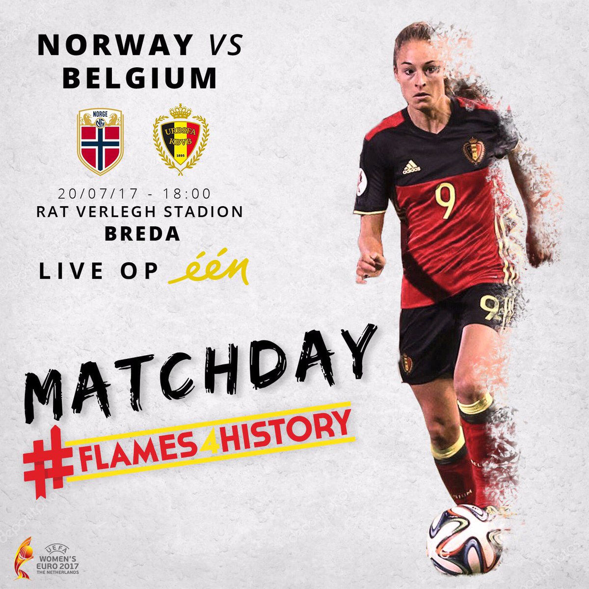 TessaWullaert's tweet photo. GAMEDAY! 🇳🇴🇧🇪 Looking forward to see our fans again and to give it our all! #norbel #weuro2017 #flames4history https://t.co/Xce9ixAqbt