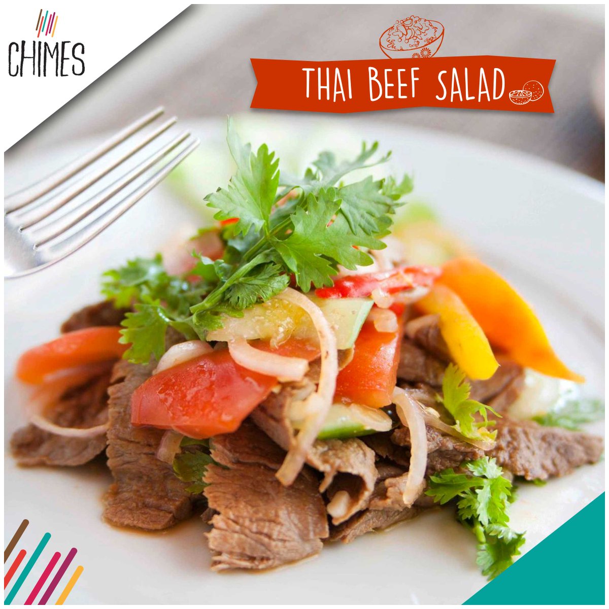 ChimesDubai's tweet photo. Light, easy and #YUMMY! #Thaibeefsalad only at @ChimesDubai #chimesrestaurant! Come have some deliciously cool #lunch #mydubai #food #Dubai https://t.co/cyVms0908s