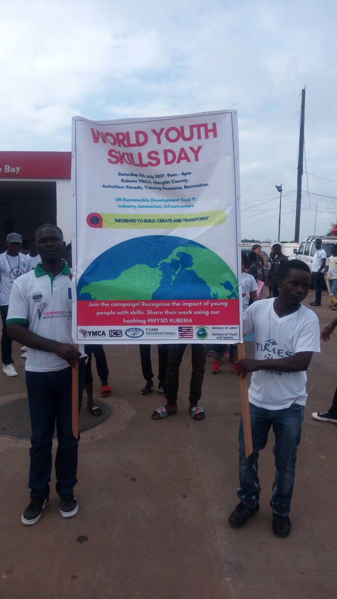ICS_UK's tweet photo. .@YCareInt ICS alumni in #Liberia held an awareness-raising march on World #YouthSkills Day to raise awareness of unemployment &amp; skills gaps https://t.co/FQPazCvXVx