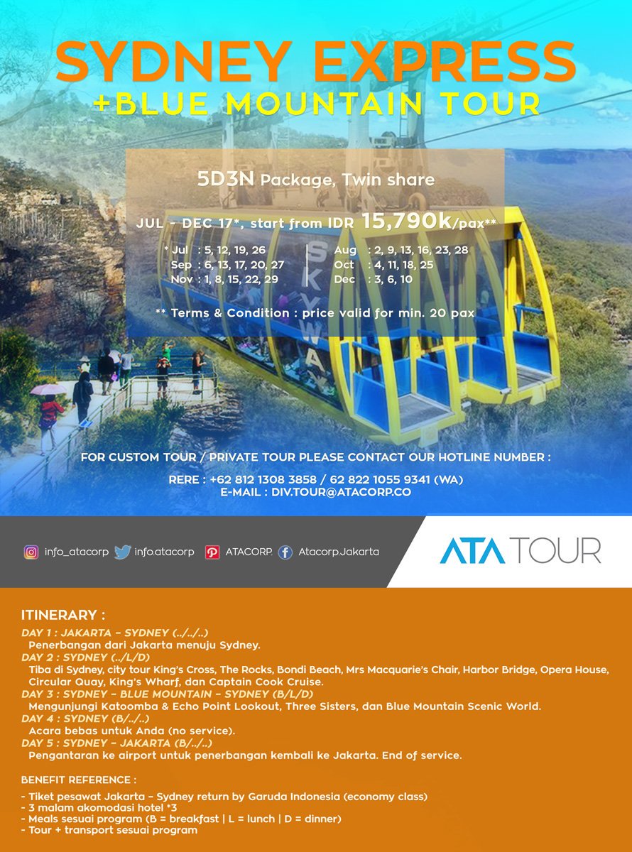 Sydney Express &amp; Blue Mountain Tour 5D3N
for Custom Tour / Private Tour:
Rere +62 812 1308 3858 / +62 822 1055 9341 (WhatsApp)