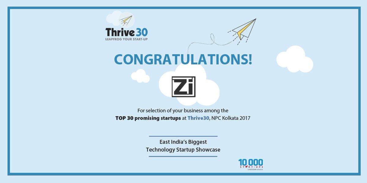 thrive30's tweet photo. Congratulations @zeroinfy15 for being selected among Top 30 Promising Startups. We wish your Business a Splendid Future ahead. #Thrive30 https://t.co/q95887ak90