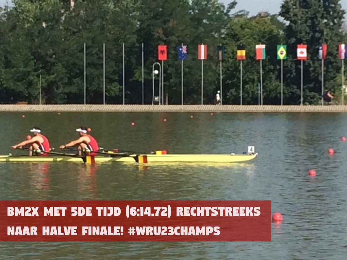 Kennethdv's tweet photo. BM2X maakt indruk tijdens reeksen en gaat rechtstreeks door naar halve finale op WK beloften! #Roeien #WRU23Champs @sporza @BelRowingTeam https://t.co/BfGgs5fewr