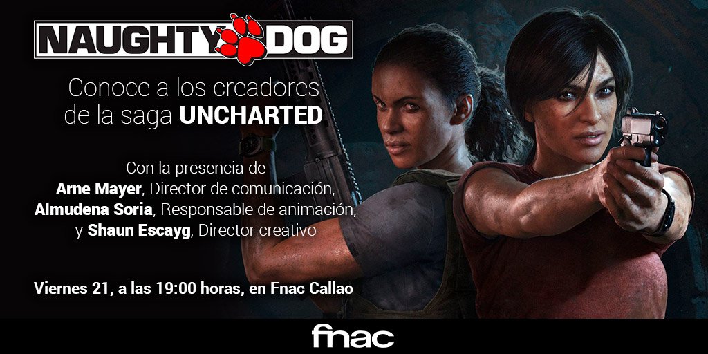 Fnac_Gamers's tweet photo. Falta 1 día para tener al equipo de @Naughty_Dog cara a cara en Fnac Callao 🤩🤩 Vendréis, ¿verdad? ¡Mañana a las 19h! #UnchartedFnacCallao https://t.co/NtcA1VpNpD